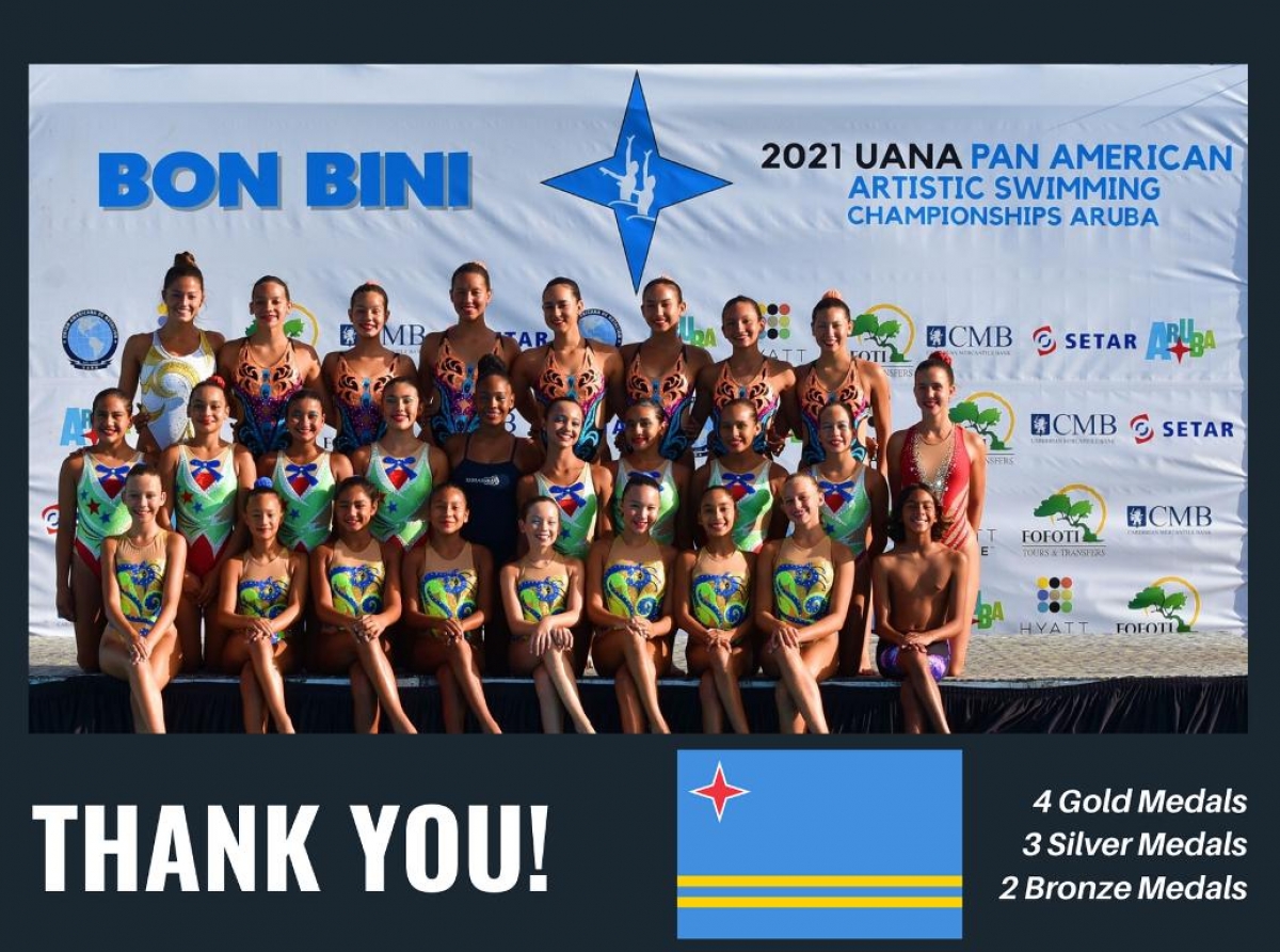Aruba a briya cu 11 medaya na e UANA Pan American Artistic Swimming Championships