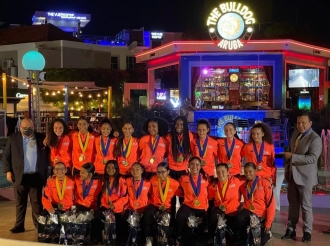Minister Endy Croes a haci desvelo di reconocimento di seleccion femenino U14 riba “Wall Of Rising Stars” na Paseo Herencia   
