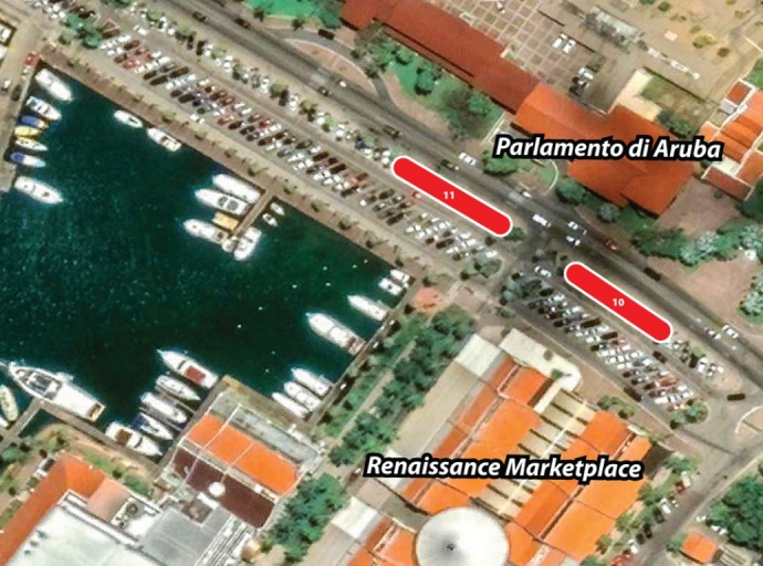 A designa 21 parkeervak pa e miembronan di Parlamento na Renaissance Marketplace