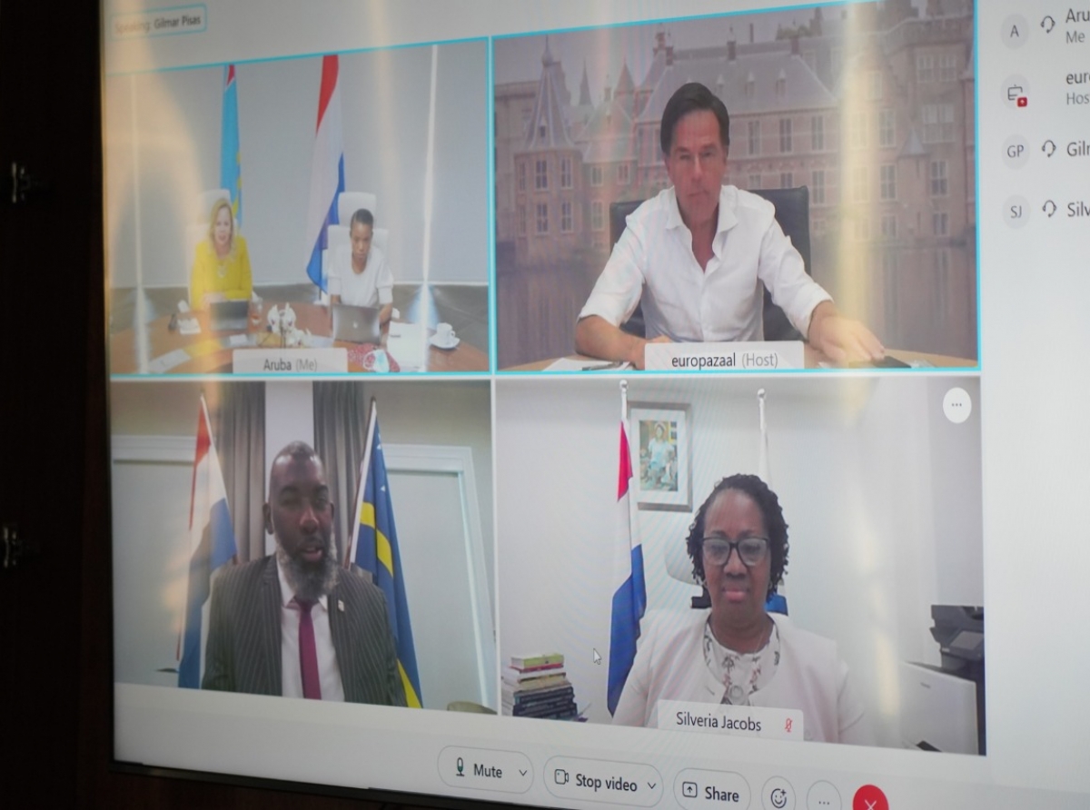Reunion virtual di Premiernan di Reino unda Aruba mustra e importancia di sosten Hulandes