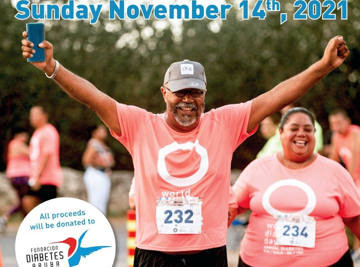 E di 4 edicion di “Diabetes Walk & Run 2021” dia 14 di November proximo