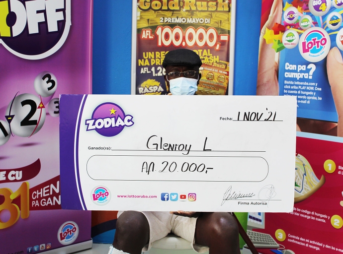 Glenroy a gana e bunita suman di 20 mil florin cu Zodiac