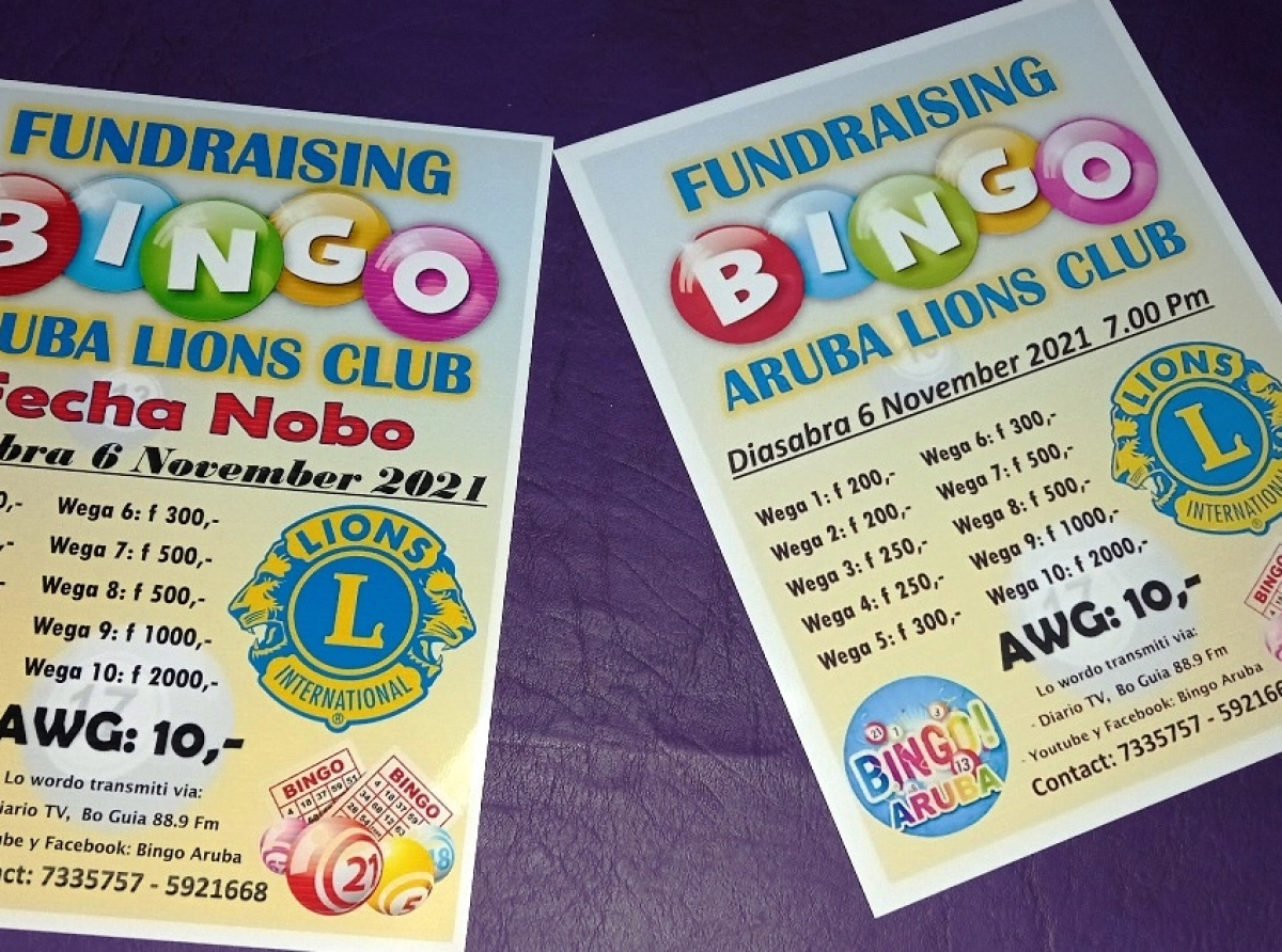 Diasabra awor ta tuma lugar e Fundraising Bingo di Aruba Lions Club