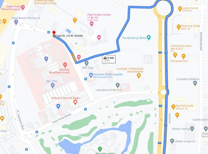 Awor tin un ruta alternativo pa yega Test Center na Hospital