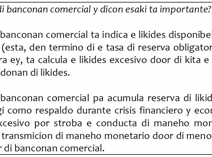Banco Central di Aruba ta subi e tasa di reserva obligatorio back na e nivel prome cu Covid-19 di 12,0 porciento