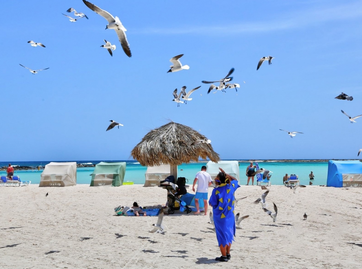 Turista Hulandes cu tabata snorkel a hoga na Baby Beach