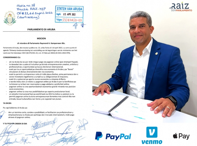 Mocion di Raymond Kamperveen pa ricibi pago Online aproba unanimamente den Parlamento