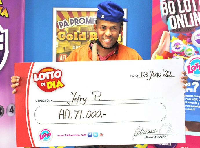 Jefry a gana jackpot di Lotto di Dia di Diadomingo