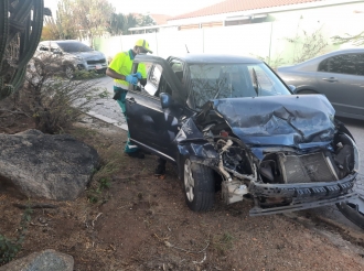 Accidente den cadena a laga un persona herida