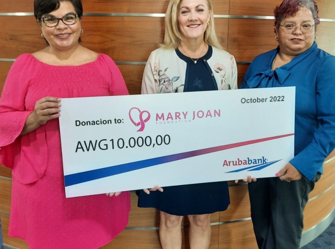 Aruba Bank a sostene Mary Joan Foundation cu 10.000 Florin
