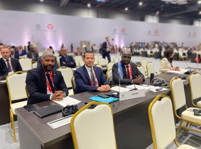 Minister Rocco Tjon ta atendiendo e “90th Interpol General Assembly” na India