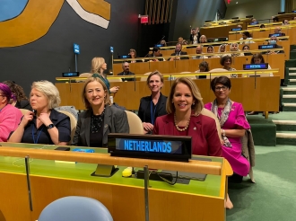 Prome Minister Evelyn Wever-Croes dirigi un discurso den debate general CSW 67 na Nacionnan Uni