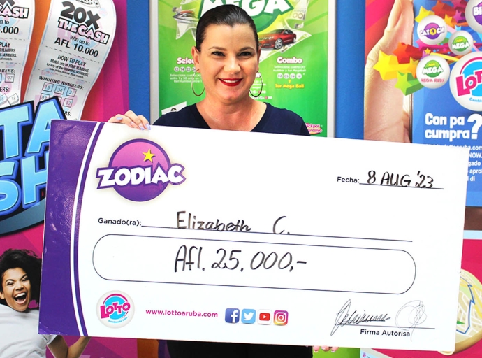 Elizabeth a gana 25 mil hungando wega di Zodiac
