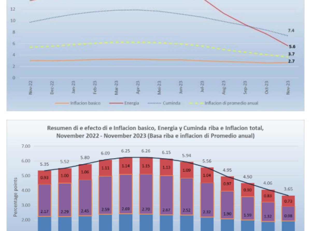 Rond di 46% di e bienes y servicionan a conoce un aumento di prijs den luna di November