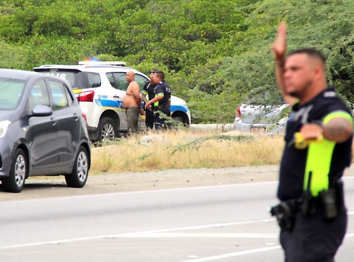 Riba caminda di San Nicolas pa Playa a detene total di 14 persona tras di stuur