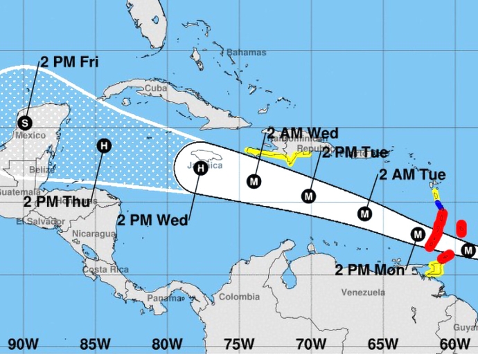Horcan Beryl a intensifica den un tormenta extremo peligroso awor cu e ta drentando Caribe