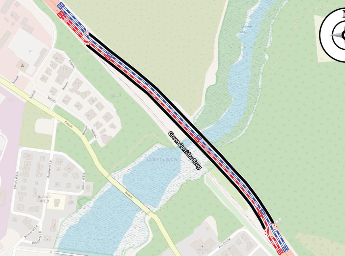 DOW lo cera un lane direccion San Nicolas pa trabaonan di mantencion riba brug di Spaans Lagoen na Green Corridor