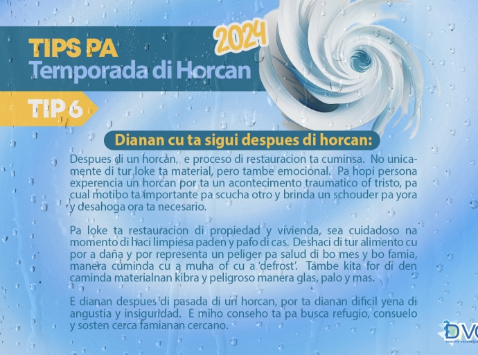 DVG cu algun conseho pa e dianan cu ta sigui despues di horcan