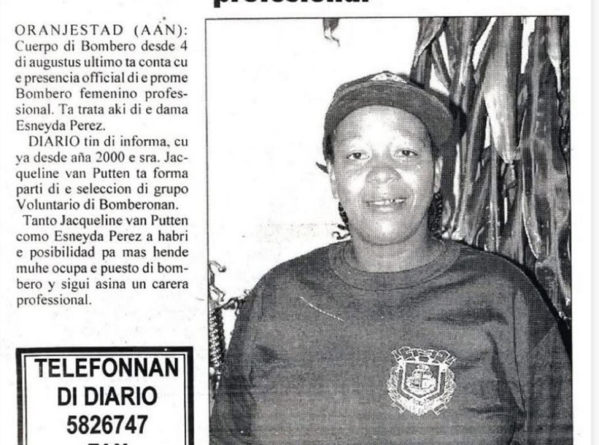 Esneyda Perez tabata e prome bombero femenino profesional na Aruba