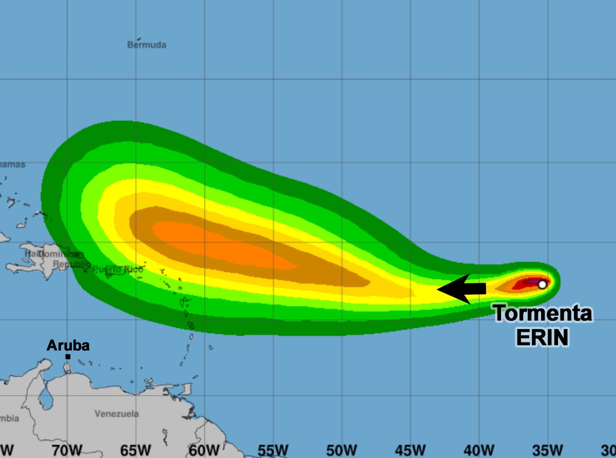 Erin por bira un horcan mañan cu chens grandi di pasa cerca St. Maarten   
