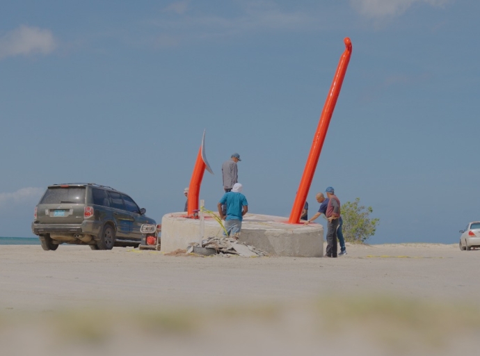Restauracion di Monumento di Piscado Perdi ta den su fase final