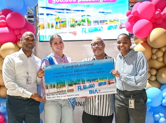 Aeropuerto di Bonaire pa prome biaha a ricibi 500 mil pasahero den un aña