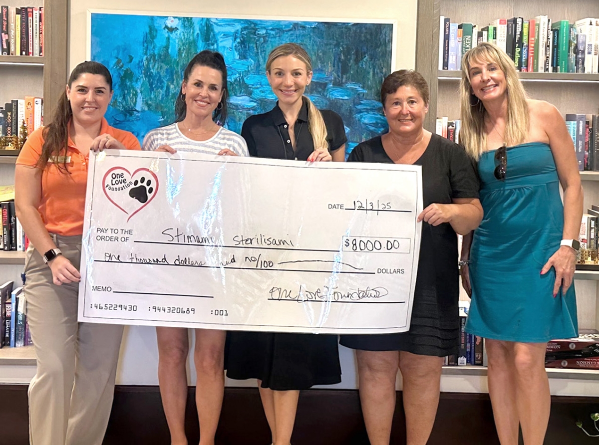 One Love Foundation cu donacion di $8.000 na Fundashon Stimami Sterilisami como apoyo pa su labor continuo