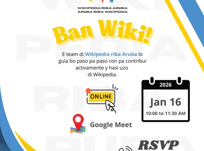 Wikipedia riba Aruba ta presenta evento 'Ban Wiki!'