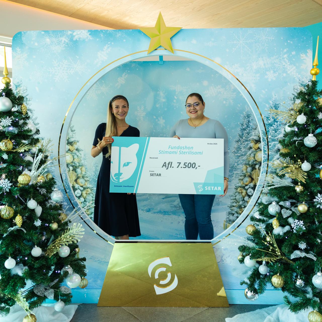 Setar N.V. a haci un bunita donacion pa sostene e programa di sterilisacion di Stimami Sterilisami   