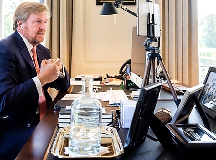 Rey Willem-Alexander a papia cu Gobernadornan di Aruba y Corsou y gezaghebber di Bonaire