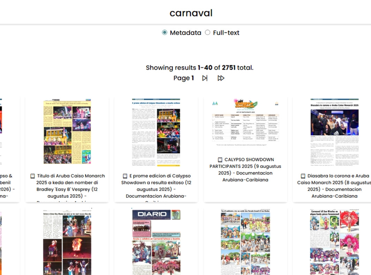 Coleccion Digital di Aruba a sobrepasa 200.000 articulo   