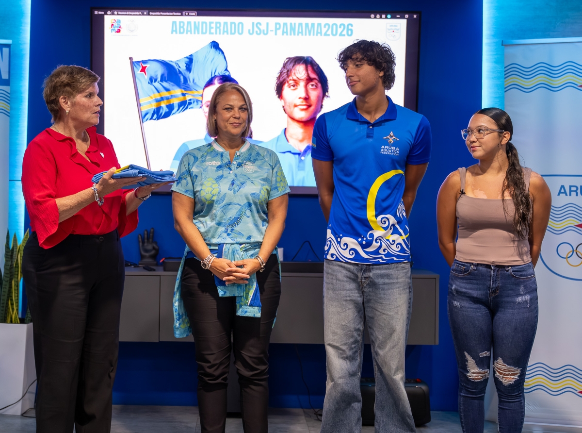 Xia Rodriguez y Ocean van Loon lo carga bandera di Aruba na Panama2026