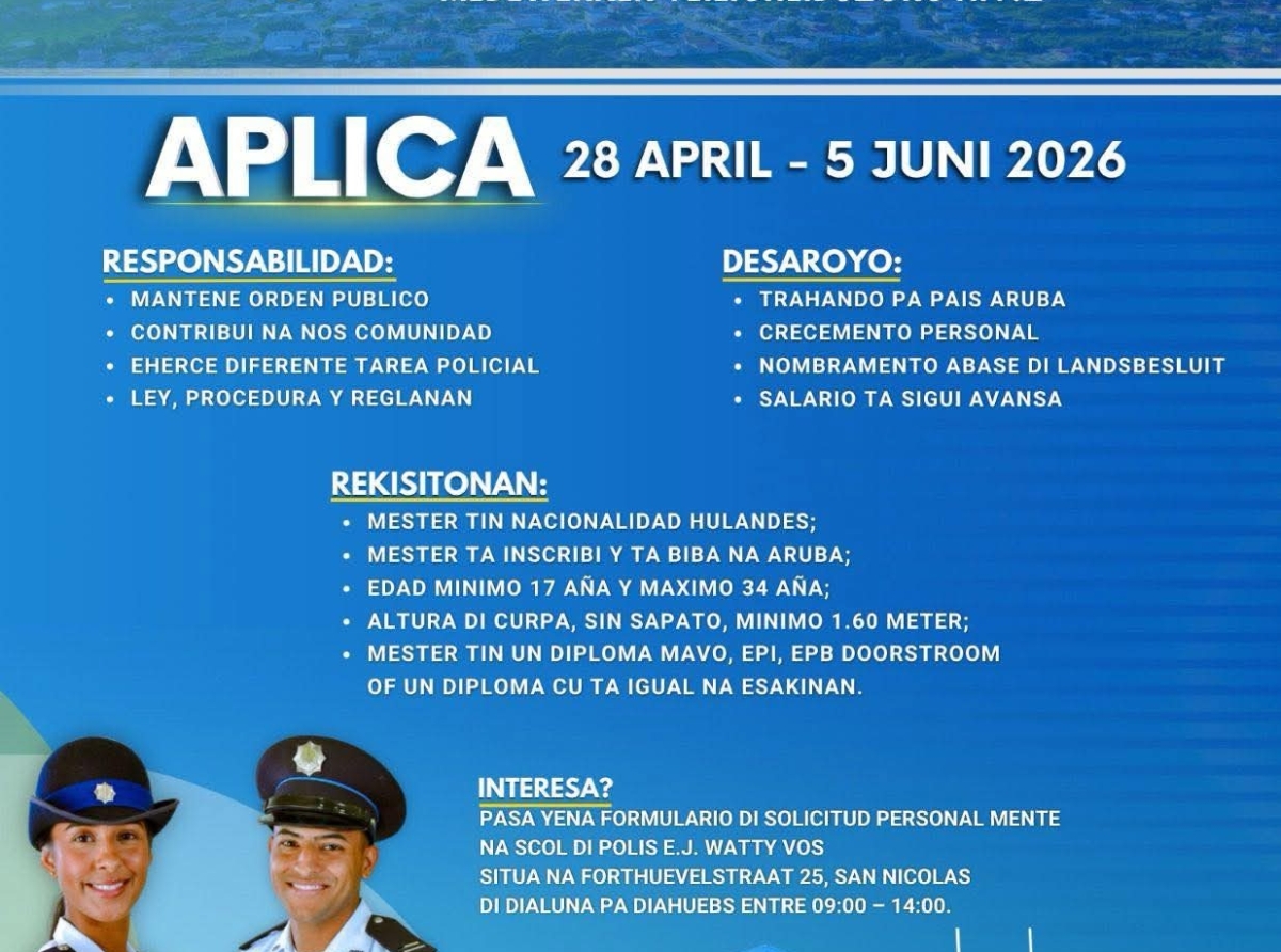 Te dia 5 di Juni por entrega solicitud pa drenta Scol di Polis