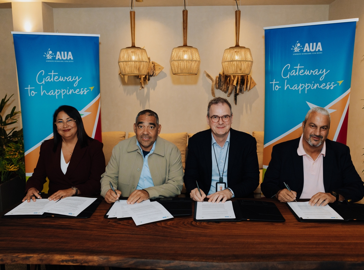 Aruba Airport Authority y Utilities Aruba a firma MoU pa explora solucionnan duradero pa e futuro di Aruba