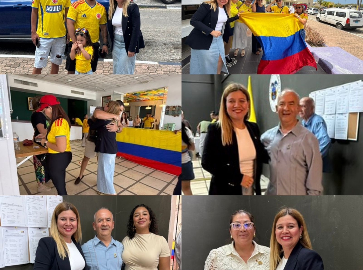 Parlamentario Jennifer Arends-Reyes a bishita centro di votacion presidencial di Colombia