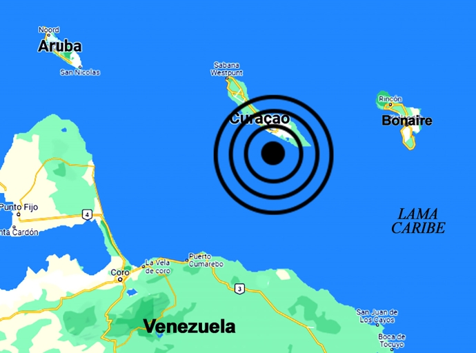 Temblor registra Diaranson mainta apenas 8 km pafo di Caracasbaai na Corsou