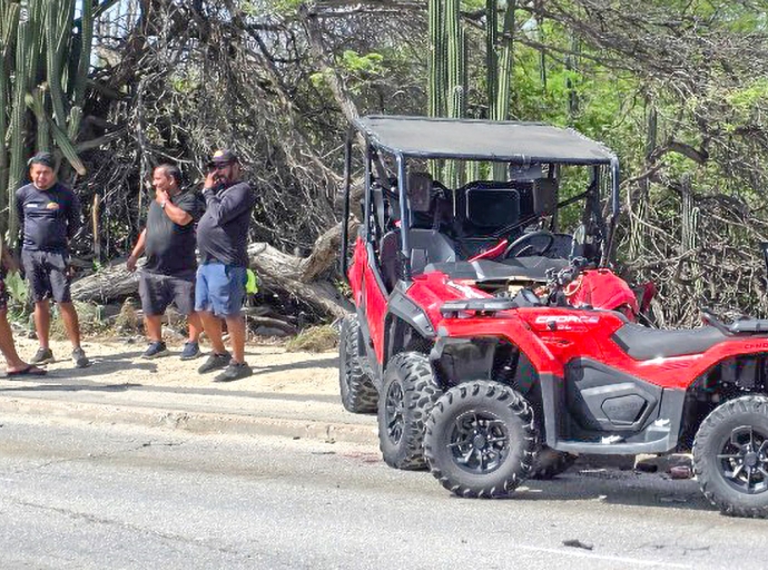 Auto coriendo duro y den direccion contrario a plama den tres vehiculo UTV