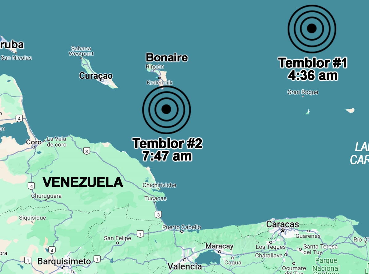 Dos temblor registra Diadomingo den cercania di Bonaire
