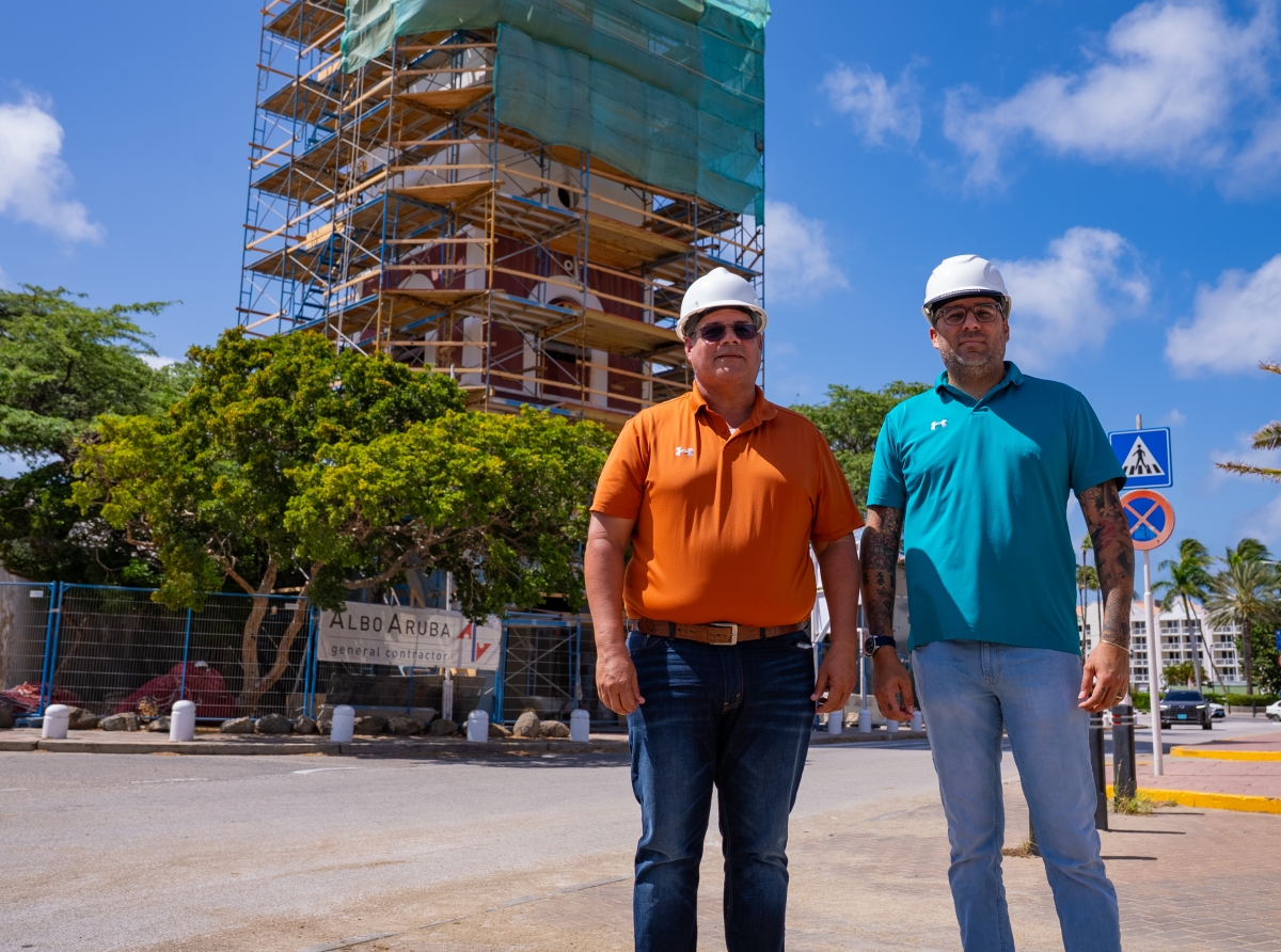 Restauracion di toren di Willem III na Fort Zoutman ta progresando satisfactoriamente