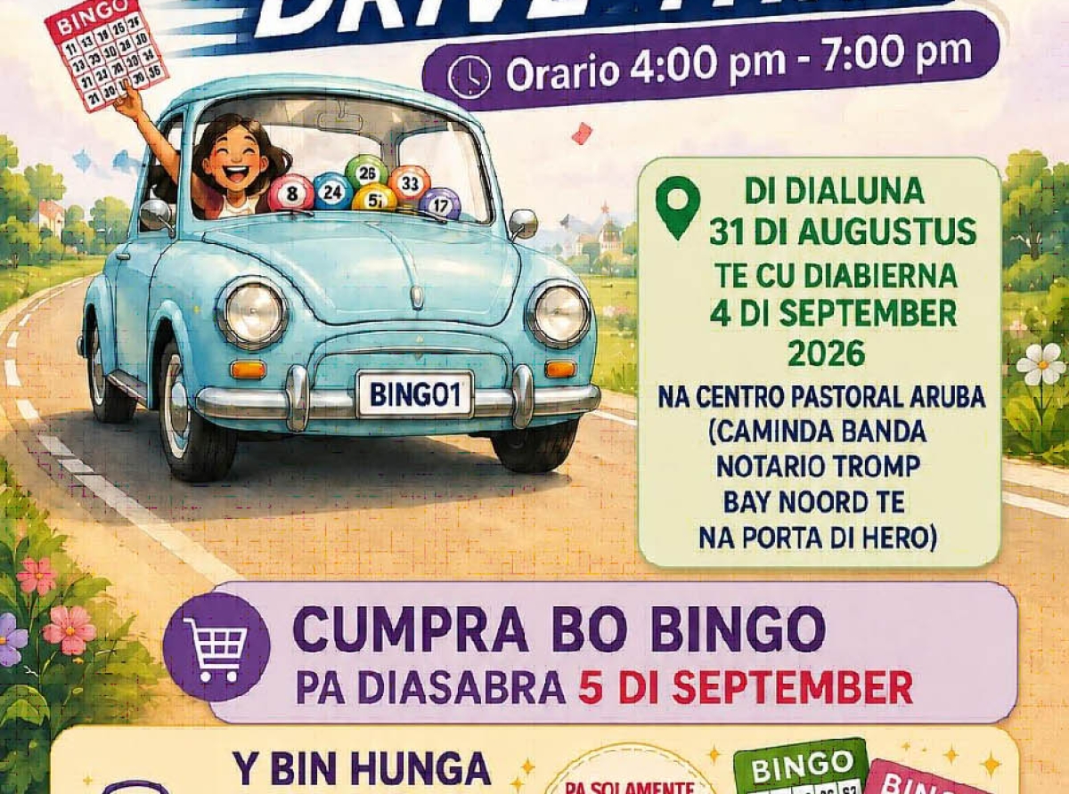 Grandioso Bingo Drive-Thru pa yuda Centro Pastoral Aruba