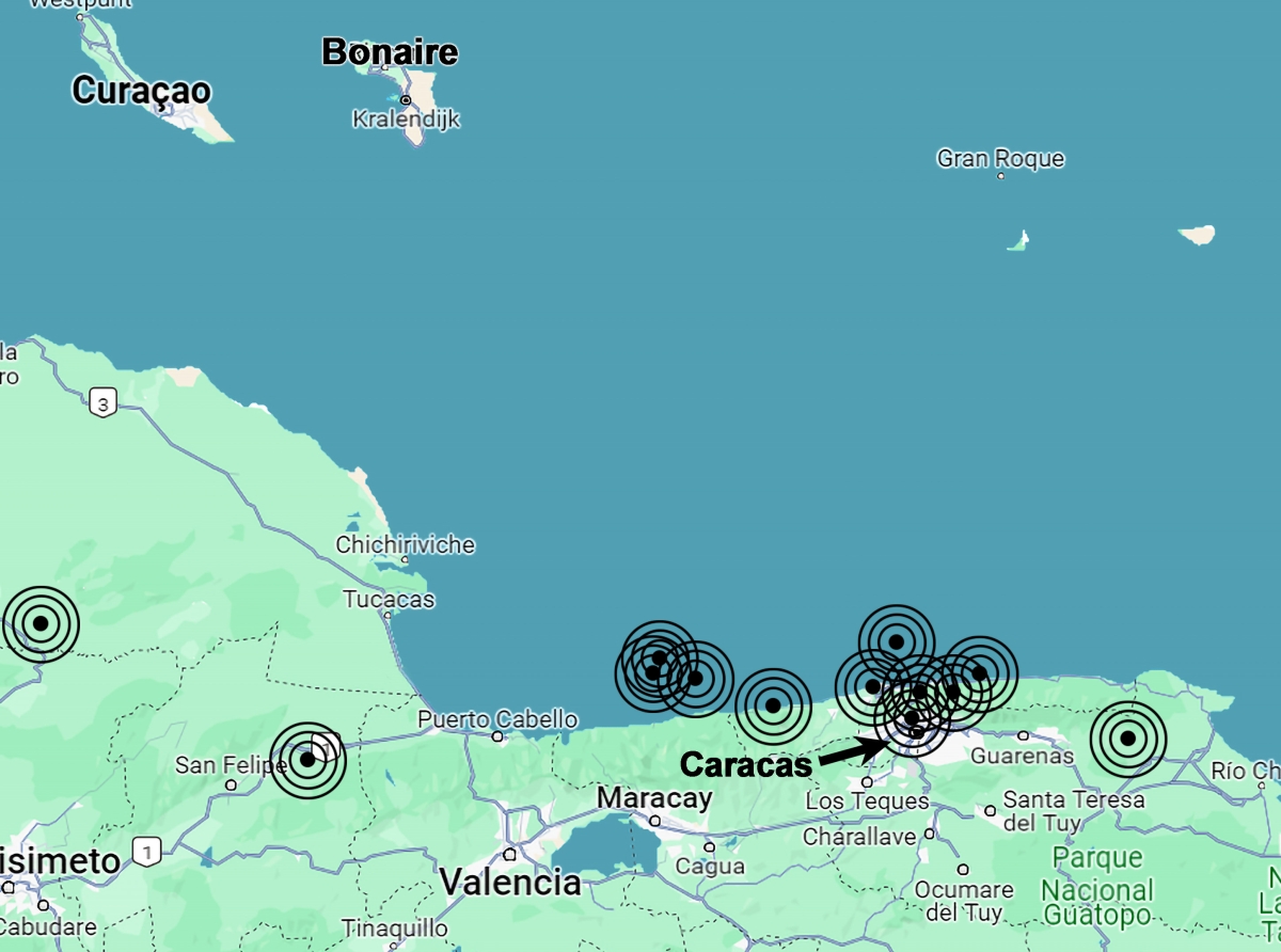 Movimento sismico den cercania di La Guaira ta sigui di ta hopi activo